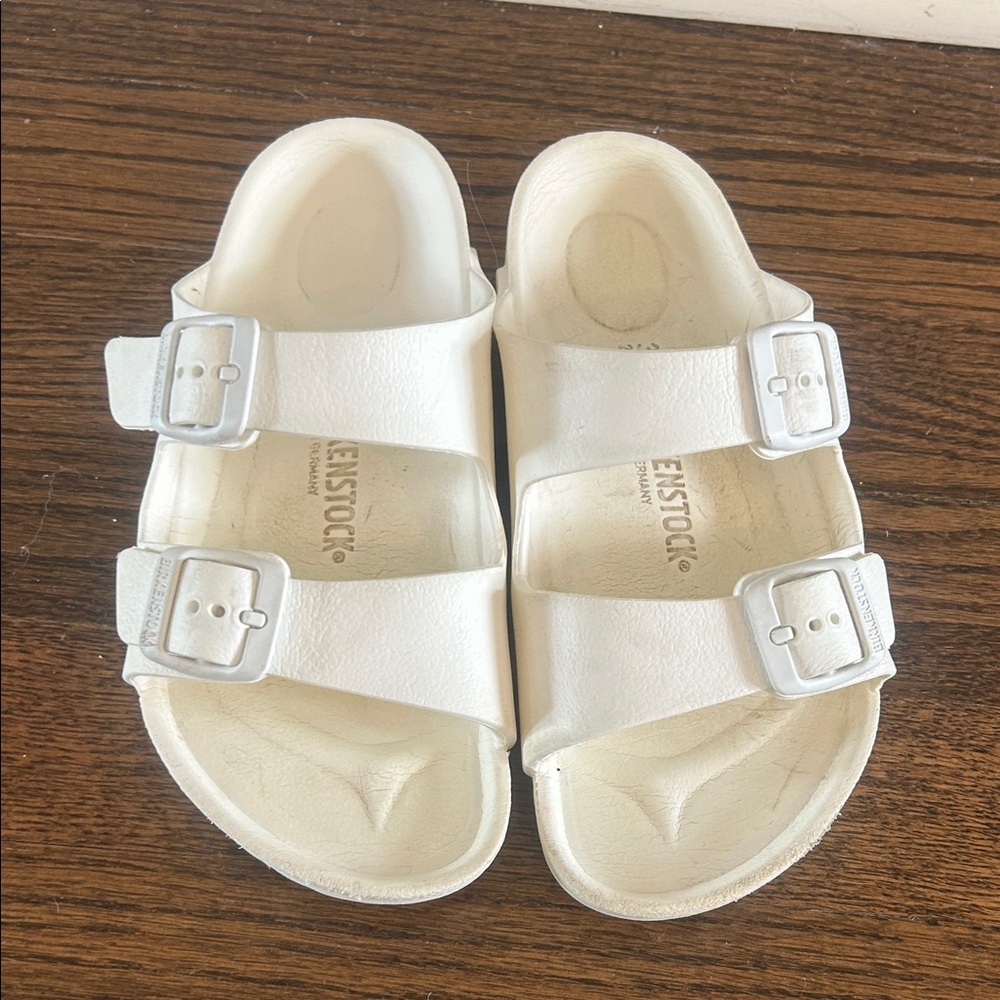 Birkenstock Kids White Two-Strap Slide Sandals